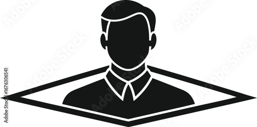 Business Man Profile Silhouette in a Diamond Shape.

