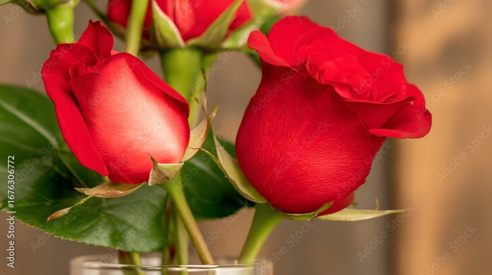Fototapeta premium Stunning Red Roses for World Valentine's Day Beautiful Floral Designs, Abstract Compositions, love heart rose and Romantic Imagery for Stock Photos