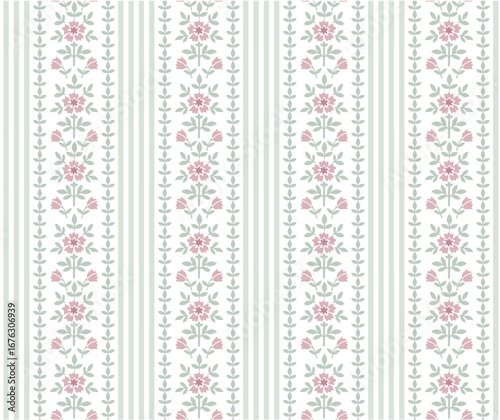 Floral Stripe,Boho Floral repeat pattern, Block print , Flower damask, floral vector file, stripe flower, global print, seamless floral