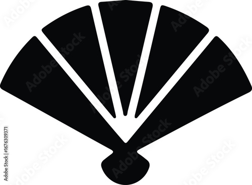 Illustrator Vector Japanese folding fan oriental handheld fan silhouette