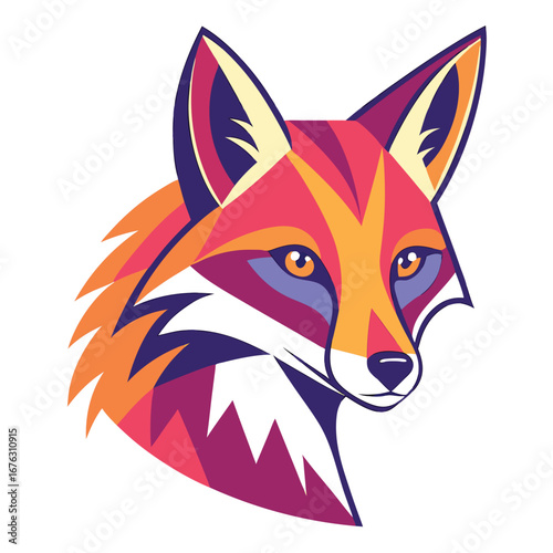 Geometric abstract fox head with vibrant colors vector illustration colorful
