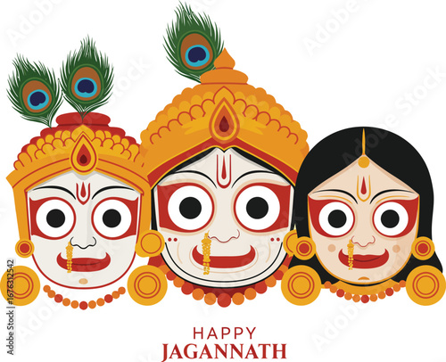 Vibrant and stylized modern digital artwork of Lord Jagannath, a divine spiritual representation of Indian culture, devotion, and the iconic Rath Yatra festival.