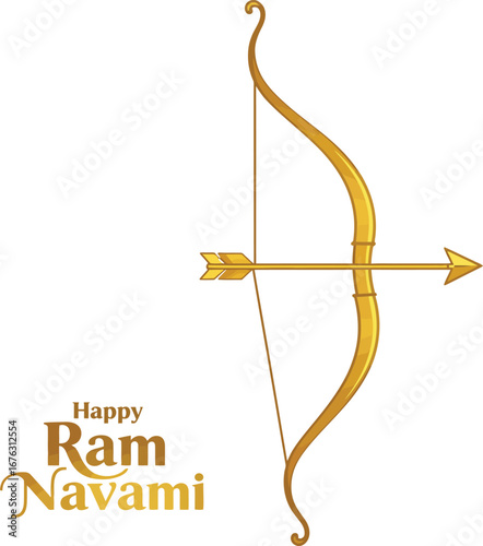 Golden bow and arrow, embodying divine strength for the joyous Hindu festival of Ram Navami, celebrating Lord Rama's birth.