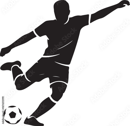 Dynamic silhouette of a soccer player in action