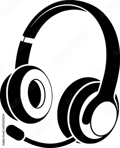 headset glyph vector flat icon