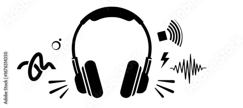 headset glyph vector flat icon