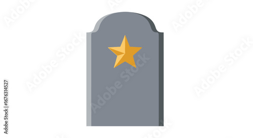 Grey headstone with a gold star, military memorial, simple design.