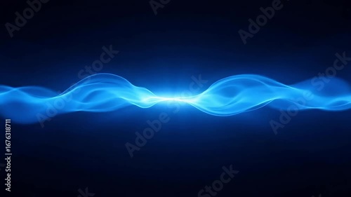Dynamic blue energy wave pulsating with light, perfect for technology, science, or futuristic themes, radiating power and digital innovation