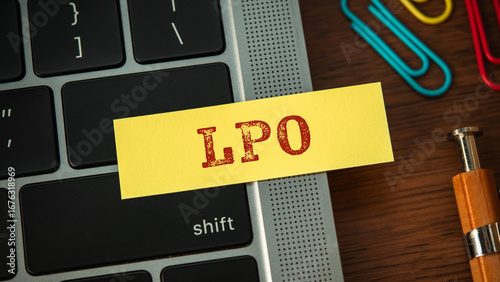 There is sticky note with the word LPO. It is an abbreviation for Landing Page Optimization as eye-catching image.
