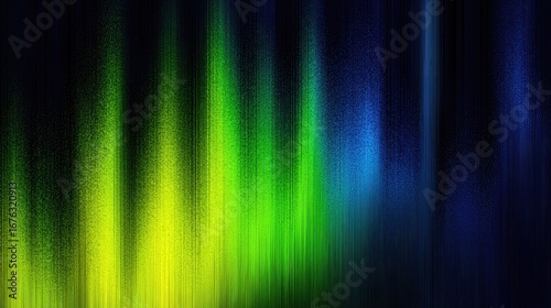 Vibrant vertical streaks of green and blue light against a dark background