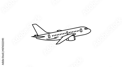 Commercial Airplane Takeoff Illustration Isolated on White Background for Aviation Concepts