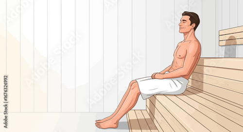 Man enjoying serene relaxation in the calming atmosphere of a sauna