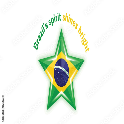 Brazil's spirit shines bright, a star with the Brazilian flag inside.