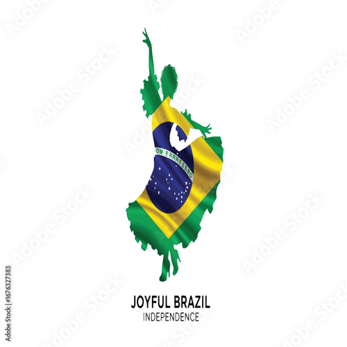 Brazil Independence Day Graphic Design with a Dancing Silhouette and Flag.