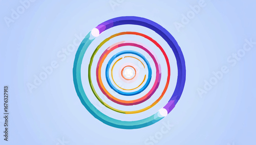 Colorful Spiral Emanating from Center on White

