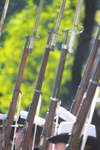 Military Parade with Fixed Bayonets