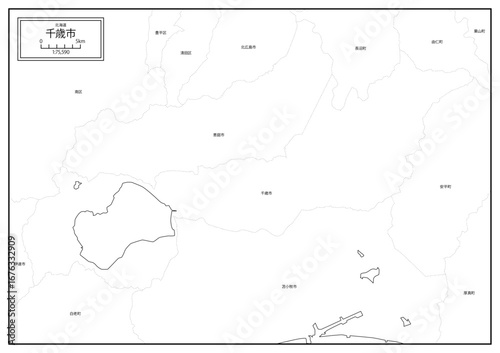 北海道千歳市の白地図データ