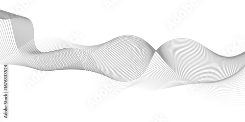 Abstract Gray Wave Lines Flowing on a Clean White Background – Minimalist Vector Design for Modern, Elegant, and Futuristic Graphic Art.

