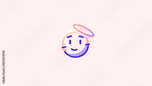 Smiling Emoji with Halo Symbolizes Innocence and Happiness

