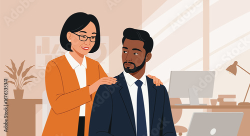 Supportive mentorship in the workplace, fostering professional growth and guidance