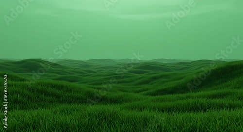 Endless alien grasslands swaying under green skies - High Resolution Royalty Free Image