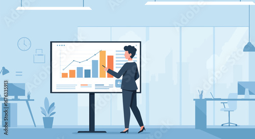 Business presentation with data analysis and professional insights sharing session