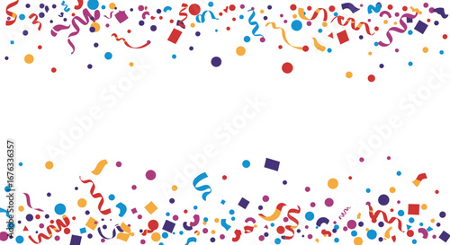 Festive confetti and ribbon explosion for celebrations and backgrounds