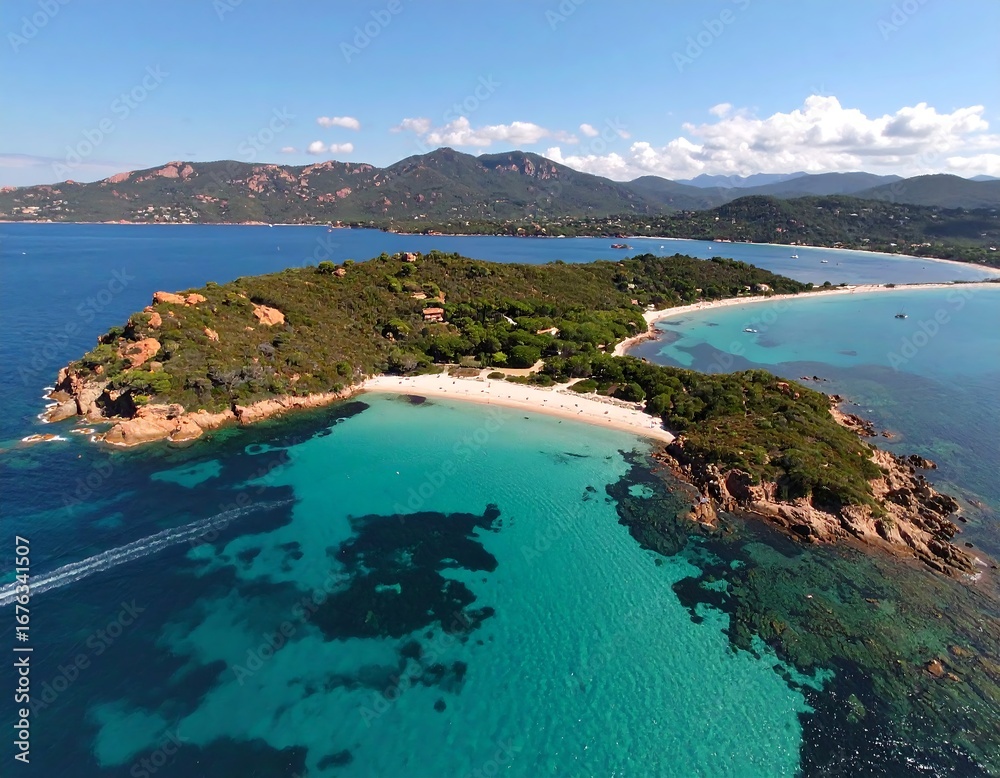 Obraz premium Aerial view of a secluded beach cove