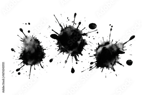 Abstract ink blots on black background