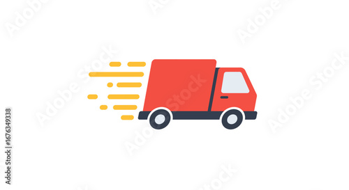 Fast Delivery Red Truck Icon - Speedy Transportation Symbol.