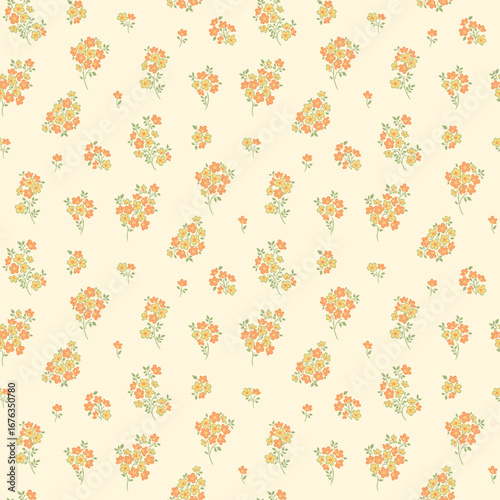 Ditsy floral seamless pattern. Small little flower pattern background. Repeat pattern. Ditsy print. Liberty style. Botanic surface design. Ditsy floral for fashion, texture, fabric, wrapping, decor