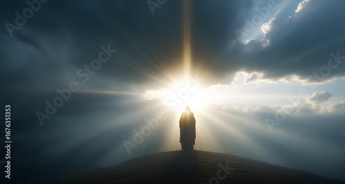 Epic Cinematic Sky with Golden Rays and Dramatic Clouds