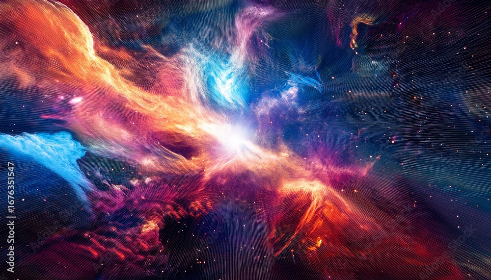 Fototapeta premium colorful nebula explosion cosmic energy space background digital art vfx