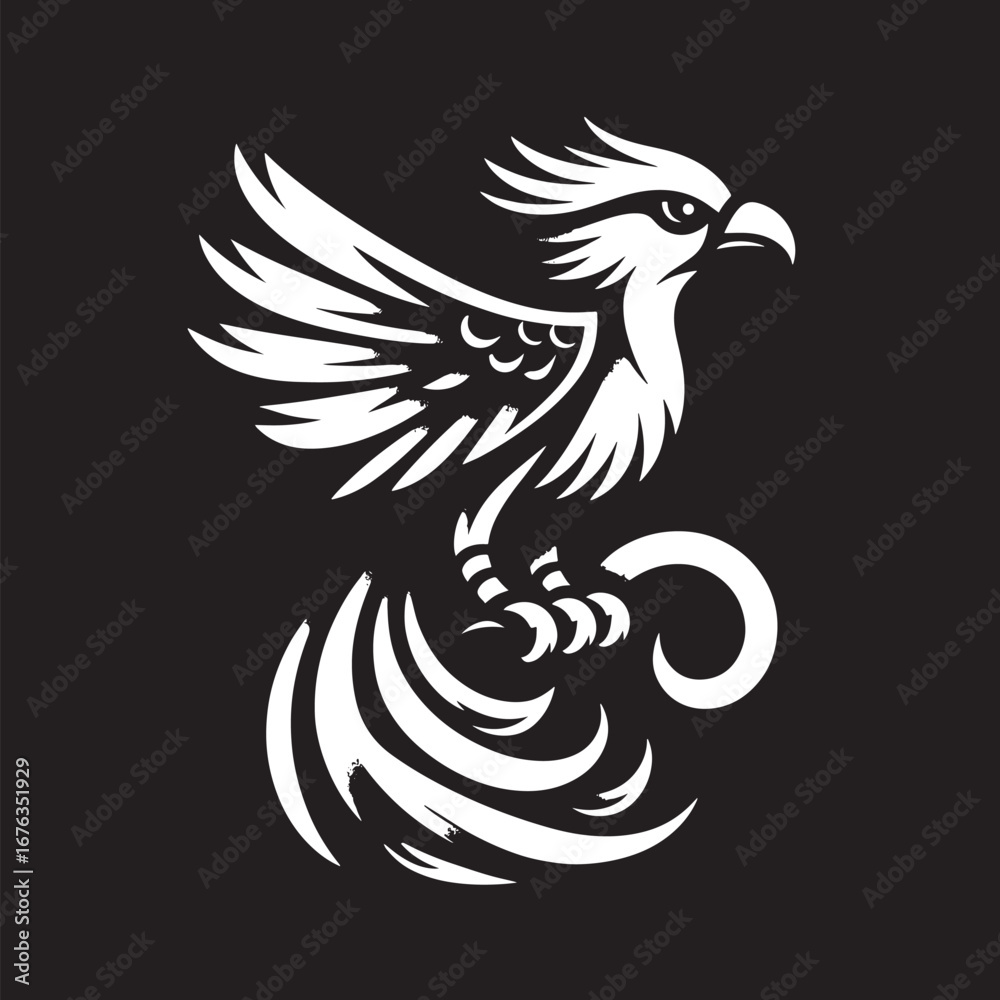 Obraz premium Eagle tattoo design on a black background. Vector illustration eps 10