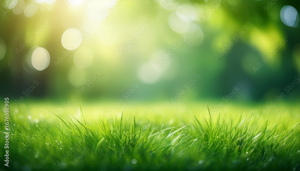 Fototapeta premium blurred abstract backdrop featuring lush green grass scenery
