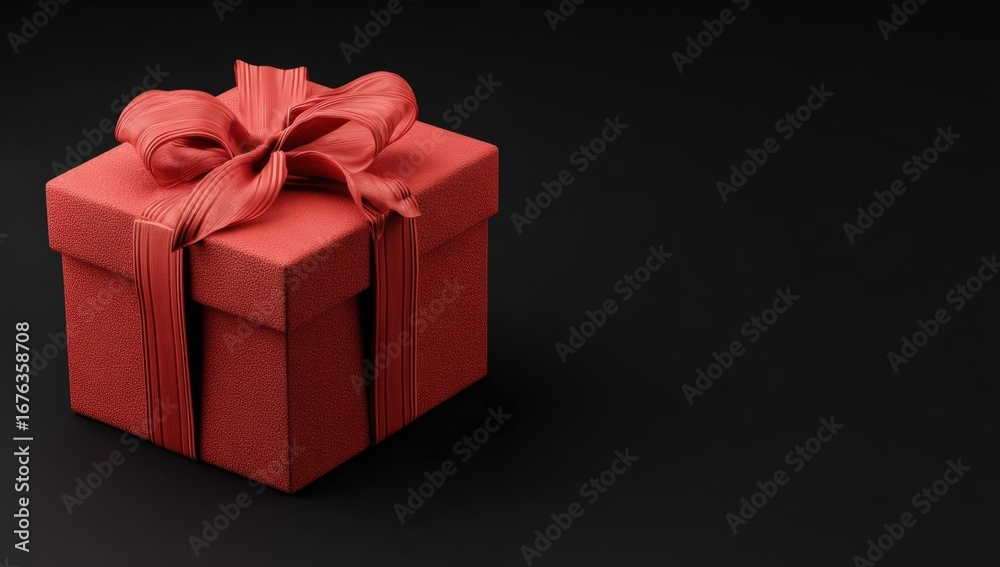 Obraz premium Red gift box on black background (2)