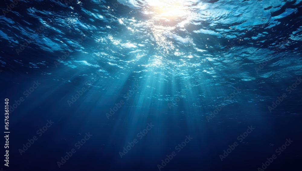Obraz premium Underwater sunlight beams