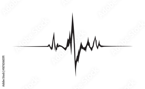 Black Heartbeat Line on White Background Design