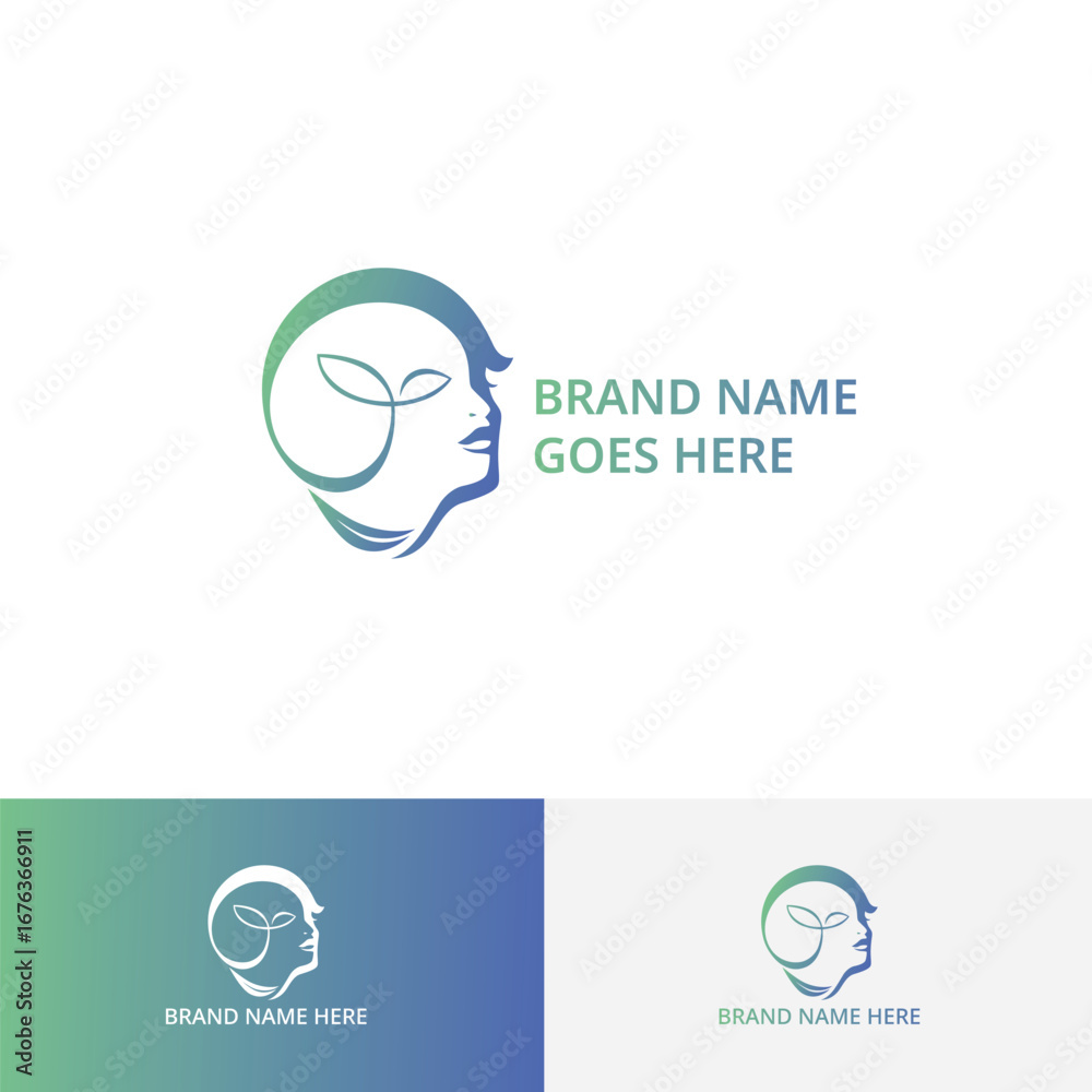 Obraz premium Head Grow Nature Wellness Logo