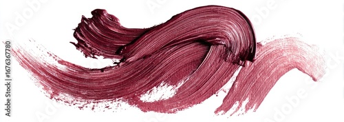 Swirling burgundy lipstick swatch on white background