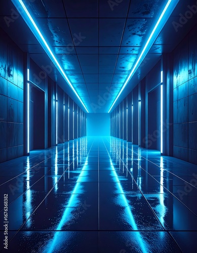 Futuristic neon corridor