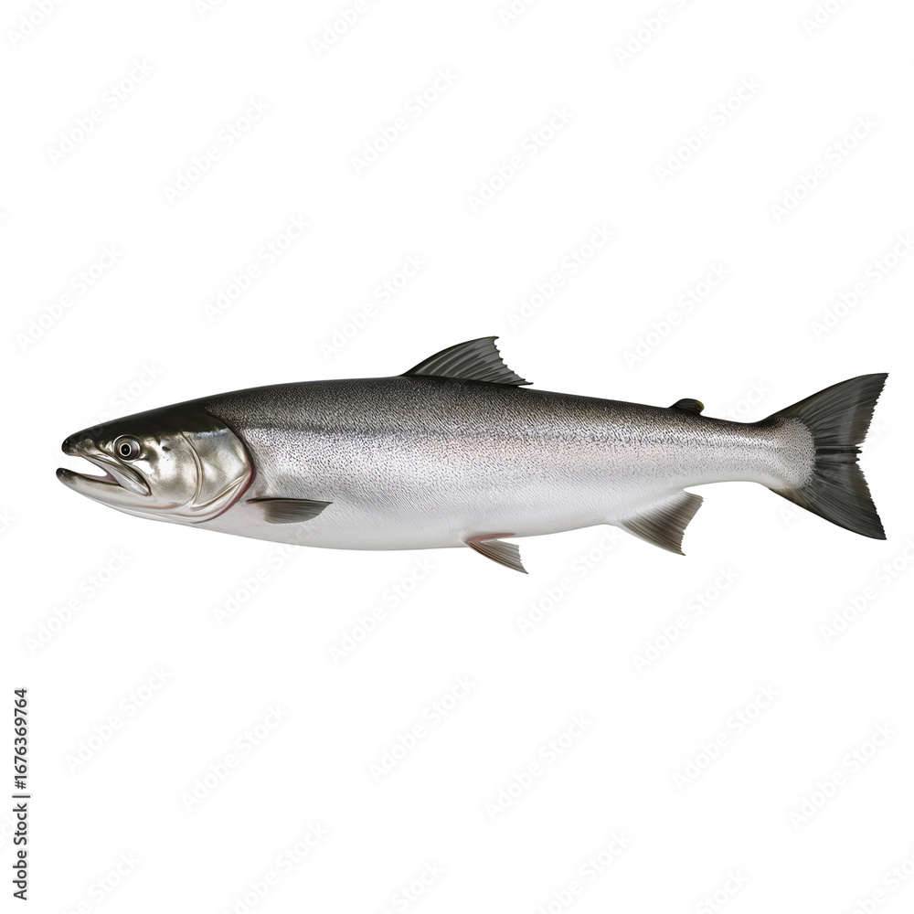 Naklejka premium Elegant isolated pacific salmon against stark background showcases natural shimmer
