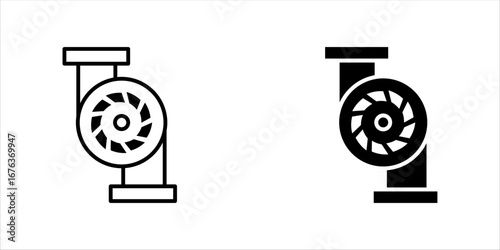 Water pump icon i.e. centrifugal, rotary, submersible and well pump.

