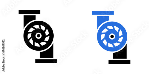 Water pump icon i.e. centrifugal, rotary, submersible and well pump.
