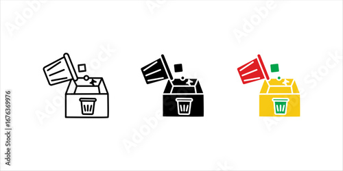 Trash bin. Vector isolated icons. Trash can icons and recycle icons set
