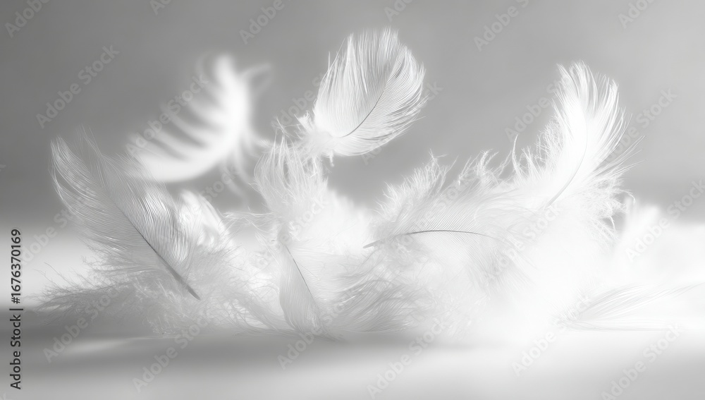 Obraz premium Soft, white feathers gently clustered