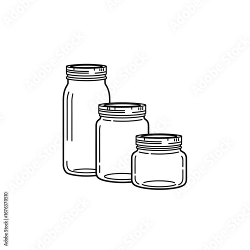 Glass Jars Collection Isolated on White