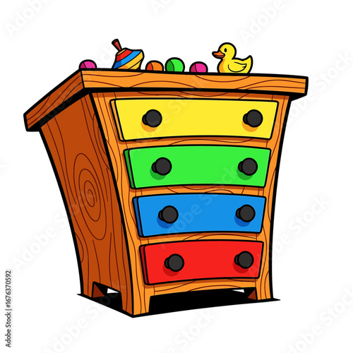 Colorful Drawers and Childhood Toys
