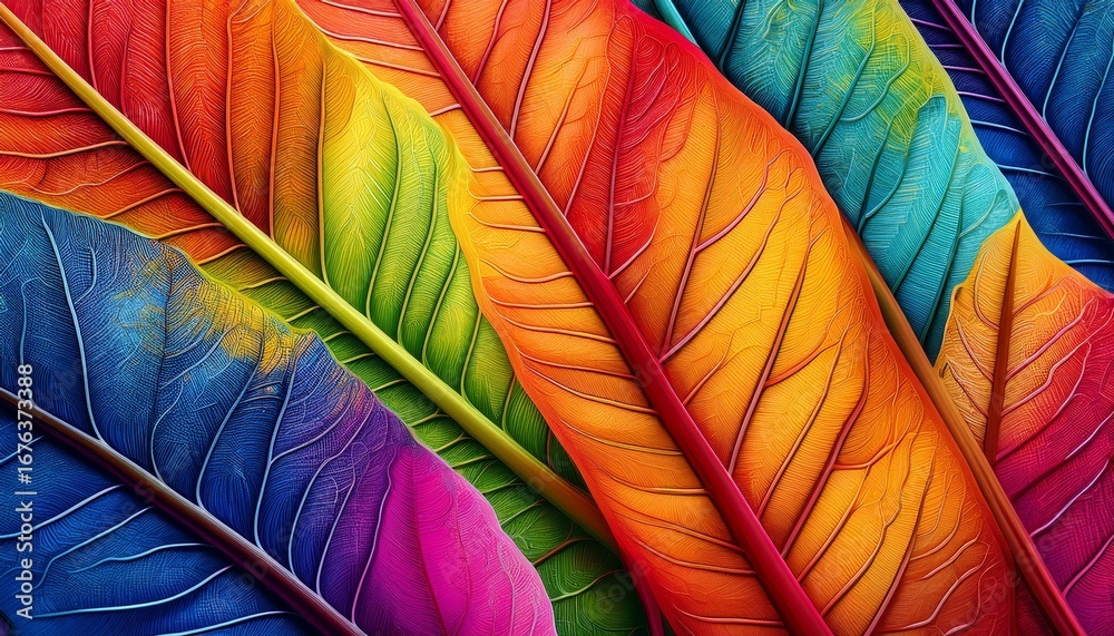 vibrant leaf patterns in bright colors nature digital art abstract design close up modern aesthetic vibrant leaf patterns in bright colors nature digital art abstract design close up modern aesthetic