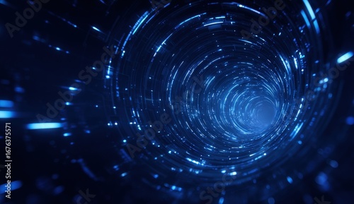 Fototapeta Naklejka Na Ścianę i Meble -  Abstract tunnel of swirling blue light
